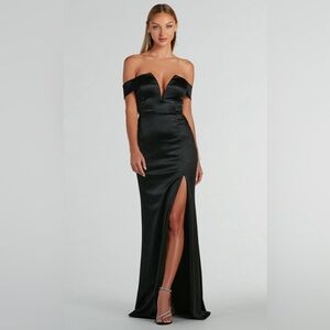 Windsor off the shoulder sparkly gown